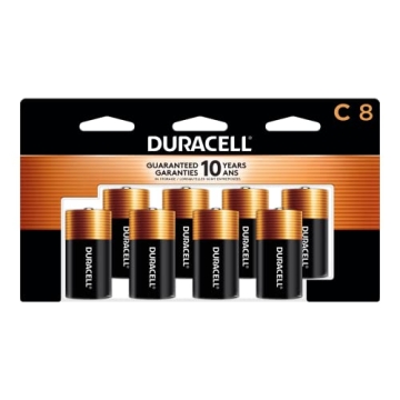 Duracell Coppertop C Batteries, 8 Count Pack, Long-lasting All-Purpose Batteries for Household and O...