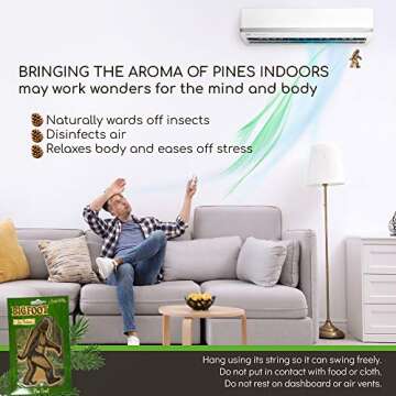 Bigfoot Deluxe CAR AIR FRESHENERS - Pine Scent - with Hanging String - Comes with 1 Piece Bigfoot Car Decal (1) | Novelty Funny Entertaining Prank Gag Gift Practical Joke for Family & Friends