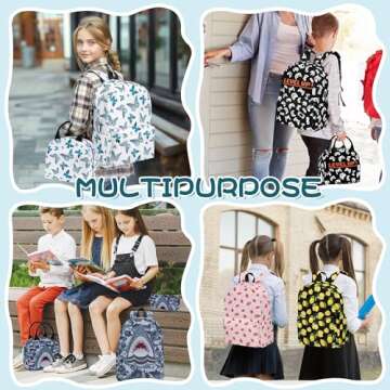 Okiretin 3PCS Girls Boys Backpack, Kids School Backpack with Lunch Box Pencil Case Set, Cute Strawberry Backpack for Girls Teens, 17" Schoolbag Bookbag for Elementary Middle High School Students