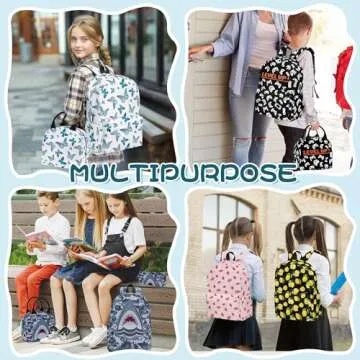 Okiretin 3PCS Girls Boys Backpack, Kids School Backpack with Lunch Box Pencil Case Set, Cute Strawberry Backpack for Girls Teens, 17" Schoolbag Bookbag for Elementary Middle High School Students