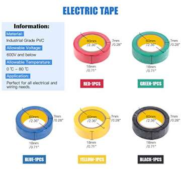 Glarks 8" 10-22 AWG Multifunction Wire Stripper/Crimper/Cutter and 175Pcs Twist Nuts Caps Electrical Wire Connectors Screw Terminals with 5Pcs Electrical Tape Assortment Set
