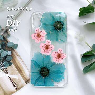 Dried Pressed Flowers for Resin, 60PCS Pink Real Pressed Dried Little Plum Blossom Flower with Forceps for Scrapbooking DIY Candle Decor Jewelry Soap Pendant Crafts Making