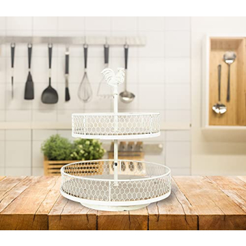 Creative Co-Op 2-Tier Wood Metal Trays Charming Decor