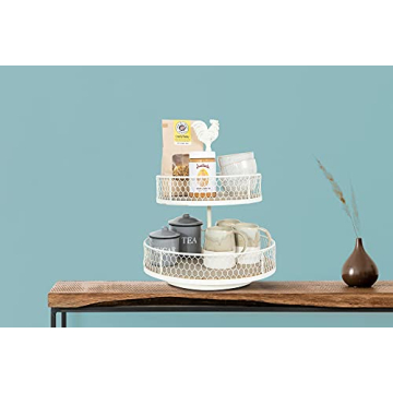 Creative Co-Op 2-Tier Wood Metal Trays Charming Decor