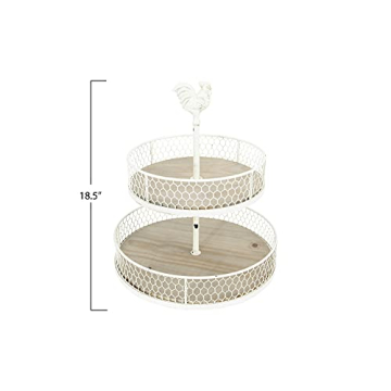 Creative Co-Op 2-Tier Wood Metal Trays Charming Decor