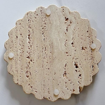 Handcrafted Beige Travertine Marble Tray Elegant Serving Platter