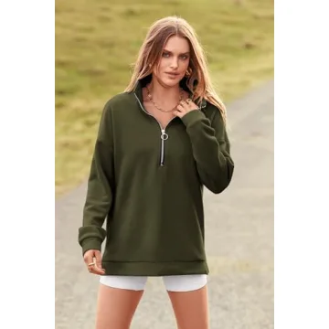 PRETTYGARDEN Women 1/4 Zip Pullover Comfortable Stylish