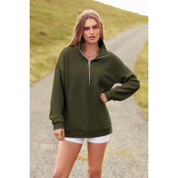 PRETTYGARDEN Women 1/4 Zip Pullover Comfortable Stylish