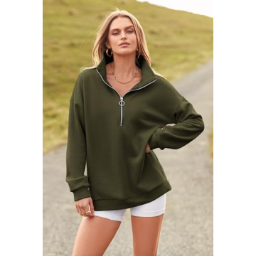 PRETTYGARDEN Women 1/4 Zip Pullover Comfortable Stylish