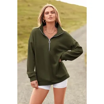 PRETTYGARDEN Women 1/4 Zip Pullover Comfortable Stylish