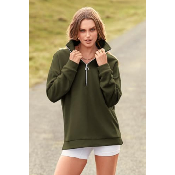 PRETTYGARDEN Women 1/4 Zip Pullover Comfortable Stylish