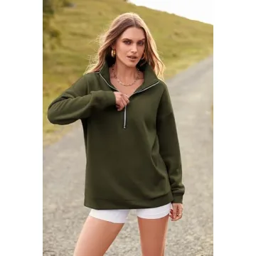 PRETTYGARDEN Women 1/4 Zip Pullover Comfortable Stylish