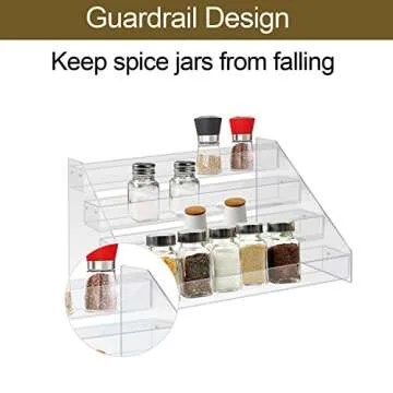 WUIVIUT Spice Rack Organizer For Cabinet, 3 in/Tier Acrylic Tiered Spice Shelf Can Storage Organizer for Kitchen Pantry Countertop