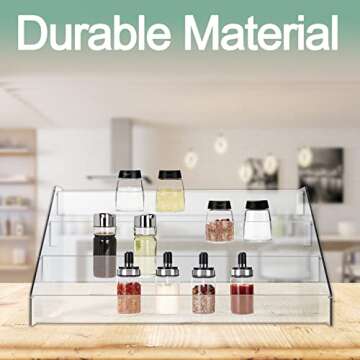 WUIVIUT Spice Rack Organizer For Cabinet, 3 in/Tier Acrylic Tiered Spice Shelf Can Storage Organizer for Kitchen Pantry Countertop