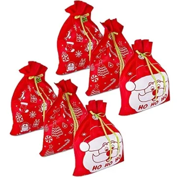 Gift Boutique 6 Giant Christmas Gift Bags 36" x 44" Reusable Made of Durable Fabric with Ribbon and ...