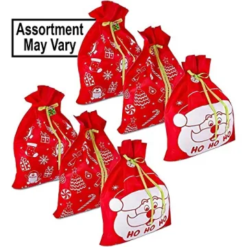 Gift Boutique 6 Giant Christmas Gift Bags 36" x 44" Reusable Made of Durable Fabric with Ribbon and Gift Tag for Holiday Wrapping Extra Large Jumbo Huge Oversized Toys Gift Bags