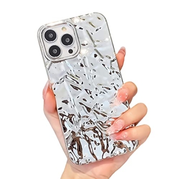 Compatible for iPhone 13 Pro Max Case Cute Luxury Designer Tin Foil Pleated Phone Cover for Women El...