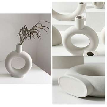 Sunormi Little Gray Ceramic Modern Arts Vases Minimalist Abstraction Flowers Vase Decoration for Living Room Office Home Table
