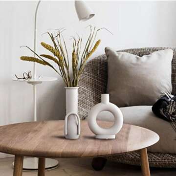 Sunormi Little Gray Ceramic Modern Arts Vases Minimalist Abstraction Flowers Vase Decoration for Living Room Office Home Table