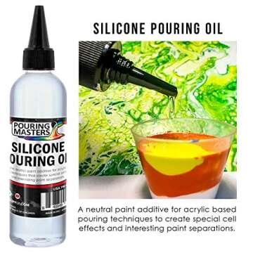 U.S. Art Supply Silicone Pouring Oil - 6-Ounce - 100% Silicone for Dramatic Cell Creation in Acrylic...