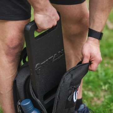 Titan Fitness 20 LB Cast Iron Ruck Weight Plate, Backpack Weight Training, Dual Wide Handles, Round Corners Smooth Edges, Ideal for Resistance Training, Strengthen Posture Stability