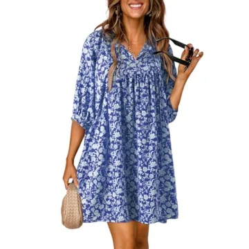 Dokotoo Women's Boho Floral Mini Dress - Summer Dress with Comfort and Style