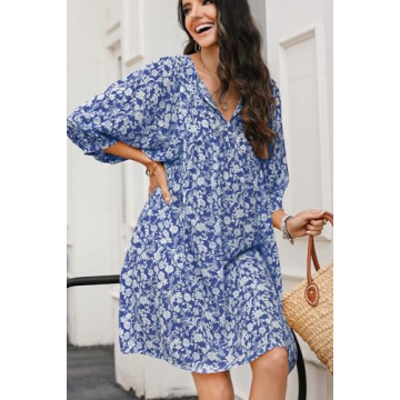 Dokotoo Women's Boho Floral Mini Dress for Summer Style
