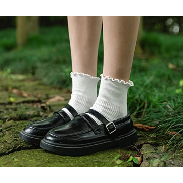 SEMOHOLLI Women's Ankle Socks with Charming Ruffle Design