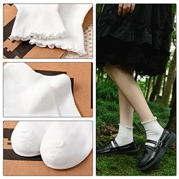 SEMOHOLLI Women's Ankle Socks with Charming Ruffle Design