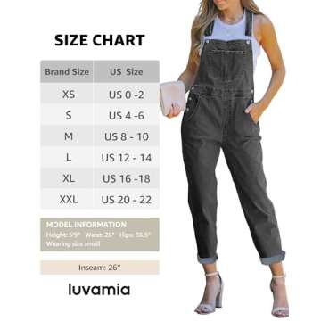 luvamia Flexclusive Women's Casual Adjustable Denim Bib Overalls Jeans Pants Fashion Loose Overall Jumpsuits for Women 2025 Black Size Medium