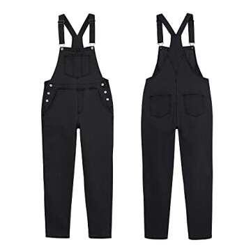 luvamia Flexclusive Women's Casual Adjustable Denim Bib Overalls Jeans Pants Fashion Loose Overall Jumpsuits for Women 2025 Black Size Medium