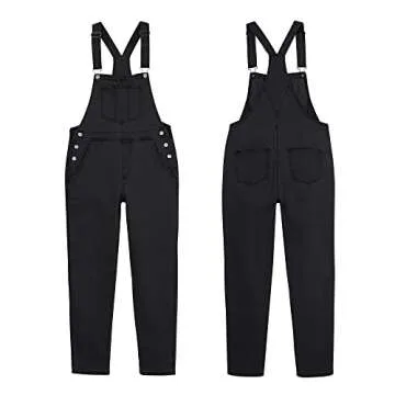 luvamia Flexclusive Women's Casual Adjustable Denim Bib Overalls Jeans Pants Fashion Loose Overall Jumpsuits for Women 2025 Black Size Medium