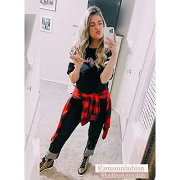 luvamia Flexclusive Women's Casual Adjustable Denim Bib Overalls Jeans Pants Fashion Loose Overall Jumpsuits for Women 2025 Black Size Medium