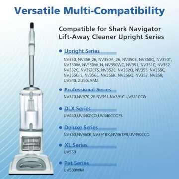 Foam & Felt Filters Kit for Shark Vacuum Navigator Lift Away Filter Replacement ZU503AMZ, NV350, NV351, NV352, NV355, NV356E, NV360, NV370, NV391, UV440, UV490, UV500, UV540, UV550, CU500