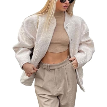 Gihuo Women's Oversized Wool Blend Jacket - Stylish & Warm 2023