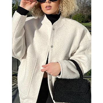 Gihuo Women's Oversized Wool Blend Jacket Stylish Warm