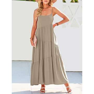ANRABESS Women Summer Casual Loose Sleeveless Sundress Spaghetti Strap Flowy Boho Linen Beach Vacati...