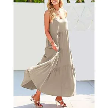 ANRABESS Women Summer Casual Loose Sleeveless Sundress Spaghetti Strap Flowy Boho Linen Beach Vacation Maxi Long Dress Gray X-Large