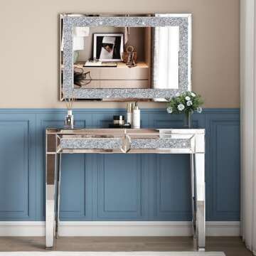 SHYFOY Crystal Mirrors for Wall Decor - Stunning Silver Sparkly Design