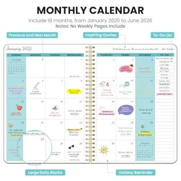 Monthly Planner 2025-2026, 18 Months Planner Calendar 2025-2026, January 2025 - June 2026, 7" x 10",...