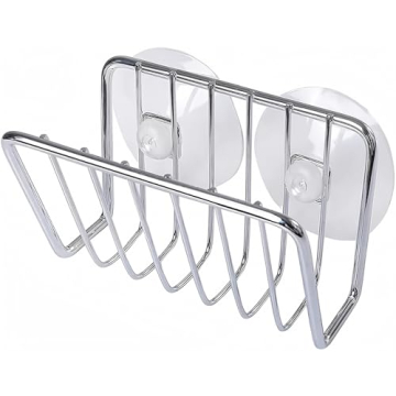 Toplife Sponge Holder for Kitchen Sink - Stylish Stainless Steel Caddy with Suction Cups