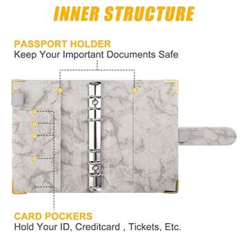 Budget Binder, Budget Binder with Zipper Envelopes, Cash Envelopes for Budgeting, Money Binder, A6 Cash Stuffing envelopes, Budget Planner with Cash Envelopes (Grey)