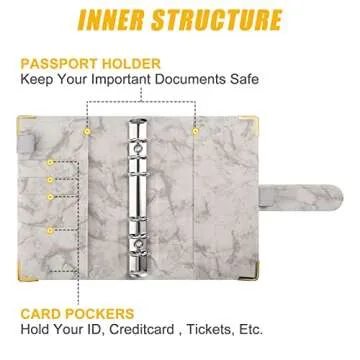 Budget Binder, Budget Binder with Zipper Envelopes, Cash Envelopes for Budgeting, Money Binder, A6 Cash Stuffing envelopes, Budget Planner with Cash Envelopes (Grey)