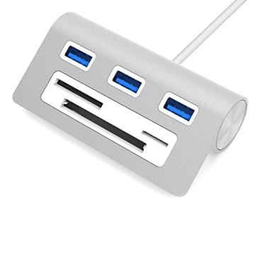 SABRENT Premium 3 Port Aluminum USB 3.0 Hub with Multi in 1 Card Reader (12" Cable) for iMac, All Ma...