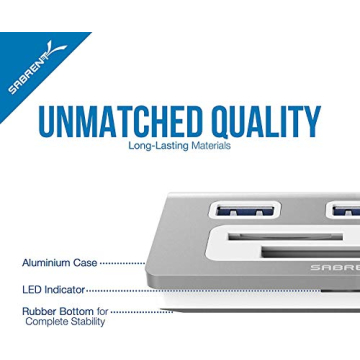 Sabrent USB 3.0 Hub with Multi Card Reader for Mac & PC