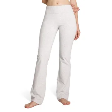 Houmous Women's Cotton Bootcut Pants with Inner Pocket in Light Heather Grey