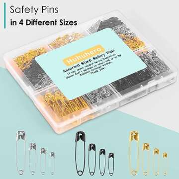 630 Pack Safety Pins Assorted, 5 Different Sizes Small and Large Safety Pin for Clothes Pins Sewing, Nickel Plated Steel, Arts and Crafts Supplies (3 Colors)
