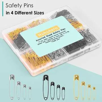 630 Pack Safety Pins Assorted, 5 Different Sizes Small and Large Safety Pin for Clothes Pins Sewing, Nickel Plated Steel, Arts and Crafts Supplies (3 Colors)