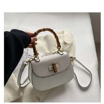 Chic Women's Bamboo Handle Tote Crossbody Handbag