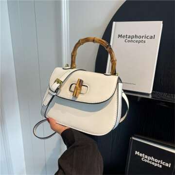 Chic Women's Bamboo Handle Tote Crossbody Handbag